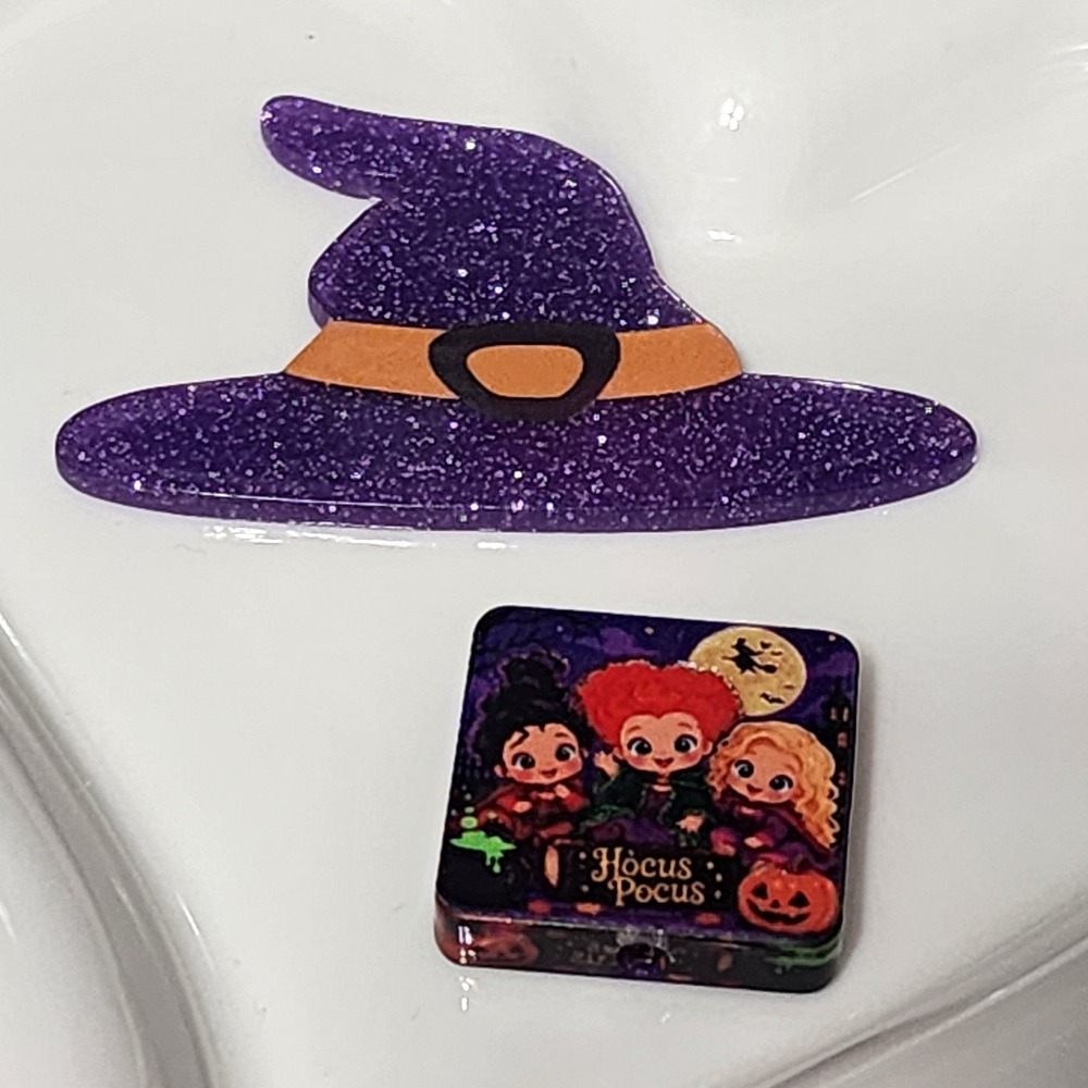 Halloween Witch Hat Flatback Focal Bead Keychain Beaded Pen Phone Chain